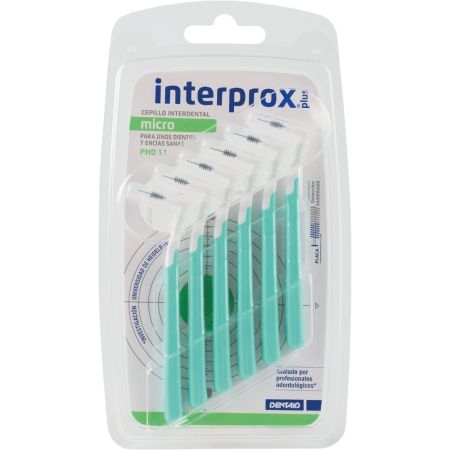 Interprox Cepillo Interdental Plus Micro Cepillo interdental para limpiar y eliminar la placa bacteriana en espacios de 1,1 mm