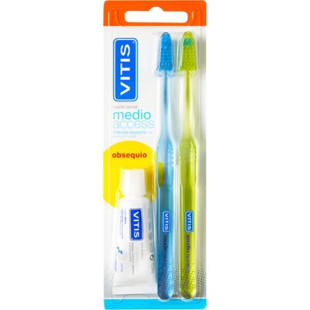 Vitis Medio Access Cepillo Dental + Pasta De Dientes Pack regalo para cuidado dental