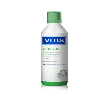 Vitis Colutorio Aloe Vera Enjuage bucal sin alcohol para una prevención eficaz de las caríes sabor menta