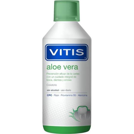 Vitis Colutorio Aloe Vera Enjuage bucal sin alcohol para una prevención eficaz de las caríes sabor menta