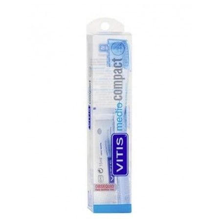 Vitis Medio Compact Cepillo Dental + Aloe Vera Pasta Dentífrica Pack regalo para cuidado dental