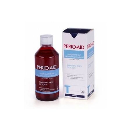 Perio-Aid Clorhexidina 0,12% Colutorio Enjuague bucal previene posibles bacteriemias antes y después de cualquier intervención 500 ml