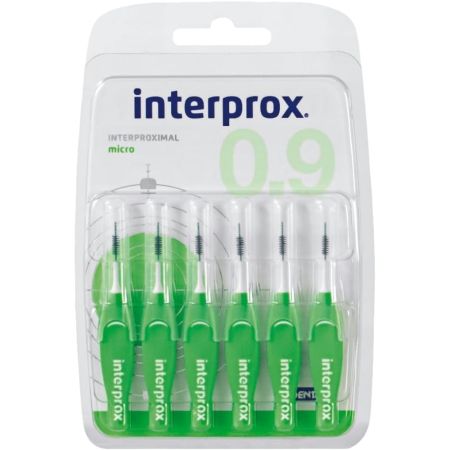 Interprox Cepillo Interdental Interproximal Micro Cepillo interdental para limpiar y eliminar la placa bacteriana en espacios de 0,9 mm 6 uds