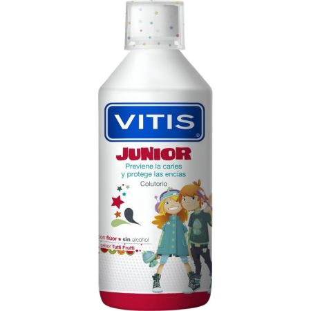 Vitis Colutorio Junior Enjuage bucal infantil sin alcohol previene las caries y protege las encías 500 ml