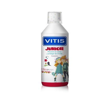 Vitis Colutorio Junior Enjuage bucal infantil sin alcohol previene las caries y protege las encías 500 ml