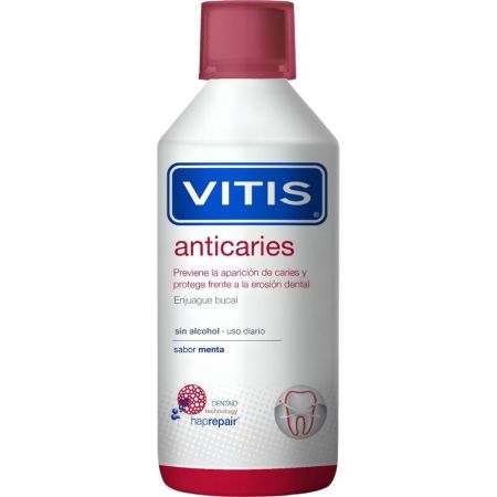 Vitis Colutorio Anticaries Enjuage bucal sin alcohol previene la aparición de caries sabor menta 500 ml