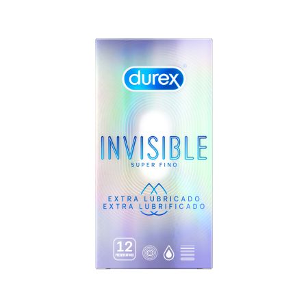 Durex Preservativos Invisible Super Fino Extra Lubricado Preservativos finos maximizan la sensibilidad en las relaciones con tu pareja 12 uds