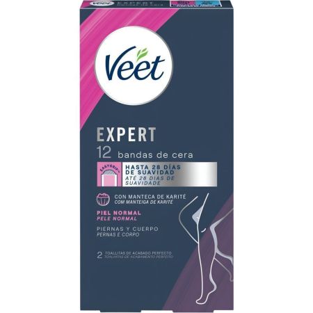 Veet Expert Bandas De Cera Piernas Y Cuerpo Bandas corporales de cera fría con manteca de karite