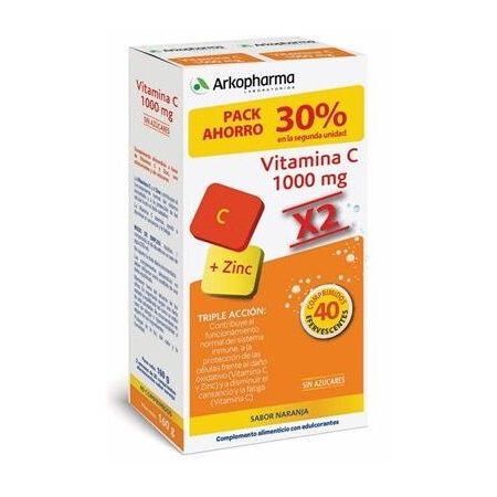 Arkopharma Vitamina C Complemento Alimenticio Pack Ahorro Complemento alimenticio ayuda al funcionamiento normal del sistema inmunitario 40 uds