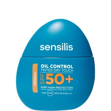 Sensilis Oil Control Tinted Dry Touch Spf 50+ Protector solar facial con color de textura ultraligera controla el exceso de sebo ofreciendo un acabado mate duradero 40 ml