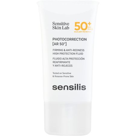 Sensilis Photocorrection [Ar 50+] Fluido Spf 50+ Fluido solar facial reafirmante resistente a la sudor reduce el enrojecimiento mejorando elasticidad firmeza y tono 40 ml