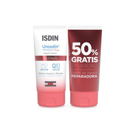 Isdin Ureadin Manos Plus Hand Cream Duplo Formato Especial Crema de manos reparadora ayuda a prevenir los signos de envejecimiento 2x50 ml
