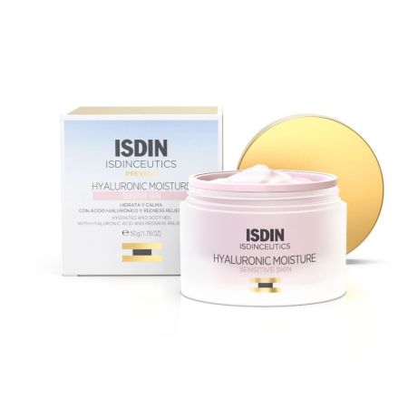 Isdin Isdinceutics Prevent Hyaluronic Moisture Sensitive Skin Crema hidratante intensiva calma y restaura la apariencia natural de la piel con ácido hialurónico 50 ml