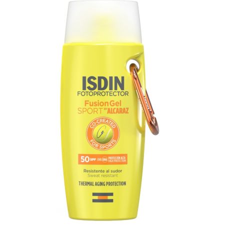 Isdin Fotoprotector Fusion Gel Sport By Alcaraz Spf 50 Protector solar corporal de textura ultraligera protege sin dejar residuo graso para acabado invisible 100 ml