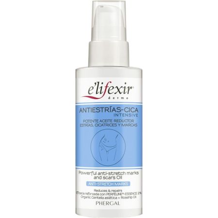 Elifexir Anti-Estrías Cica Intensive Aceite Reductor Aceite corporal de rápida absorción hidrata en profundidad reduciendo cicatrices y marcas 100 ml