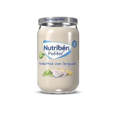 Nutriben Potitos Verduritas Con Lenguado Tarrito 100% aceite de oliva sin sal ni azúcares añadidos a partir de 6 meses 235 gr