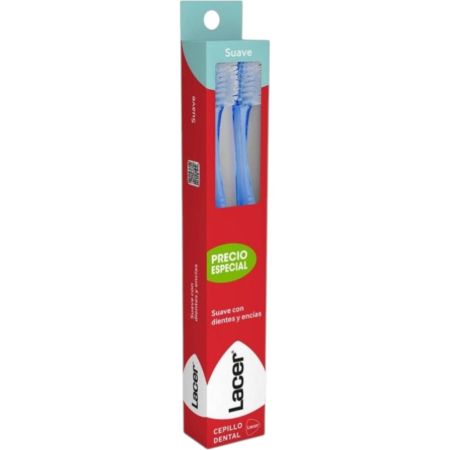 Lacer Suave Cepillo Dental Duplo Precio Especial Cepillo de dientes con filamentos de distintas medidas elimina placa y protege encías 2 uds