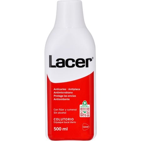 Lacer Anticaries Colutorio Enjuage bucal fórmula avanzada sin alcohol antiplaca anticaries y protege del esmalte 500 ml