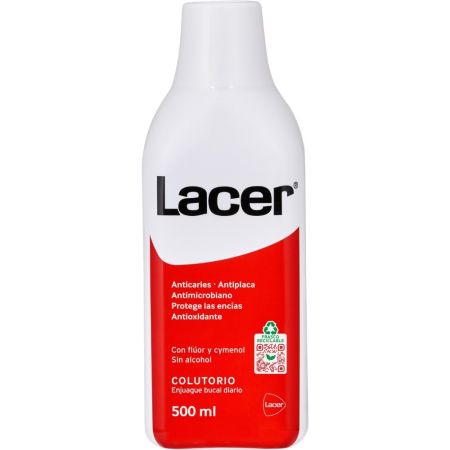 Lacer Anticaries Colutorio Enjuage bucal fórmula avanzada sin alcohol antiplaca anticaries y protege del esmalte 500 ml