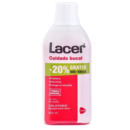 Lacer Cuidado Bucal Colutorio Enjuage bucal fórmula avanzada sin alcohol antiplaca anticaries y protege del esmalte 500 ml
