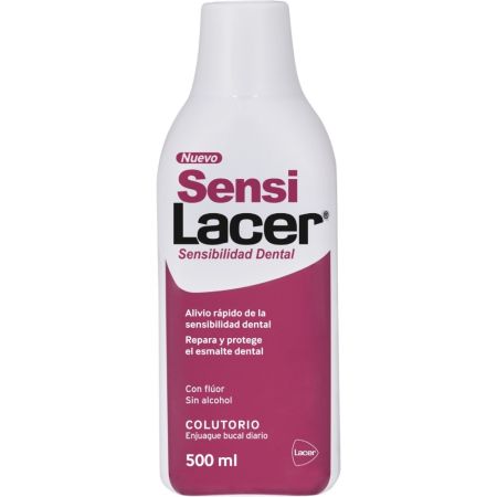 Lacer Sensi Colutorio Enjuage bucal con flúor y sin alcohol ayuda a reducir la hipersensibilidad dental 500 ml