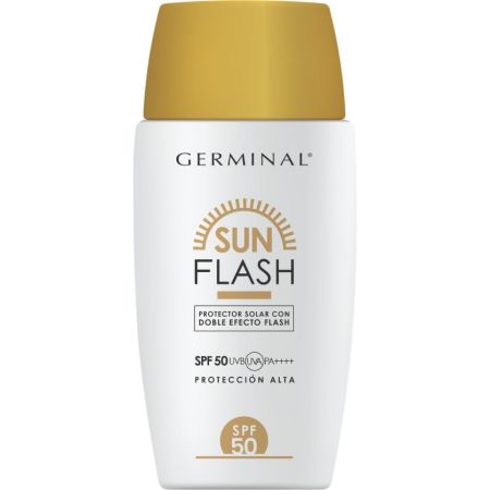 Germinal Sun Flash Protector Solar Spf 50 Protector solar facial hidrata reafirma e ilumina ofreciendo efecto lifting inmediato hasta 12 horas 50 ml