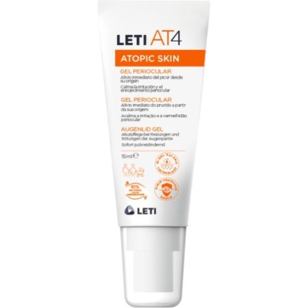 Leti At4 Atopic Skin Gel Periocular Gel periocular calma el eczema de párpados alivia el enrojecimiento y reduce la descamación 15 ml