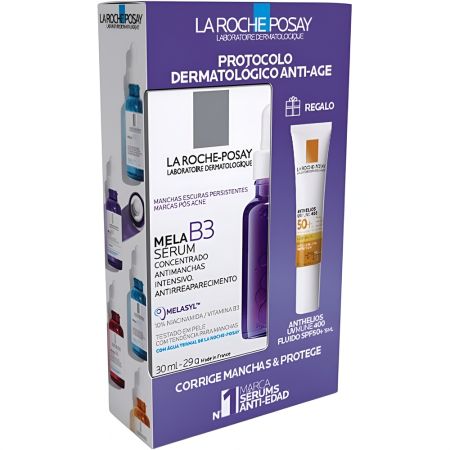 La Roche Posay Mela B3 Serum Dark Spot Corrector+Anthelios Uvmune Gratis Pack regalo elimina las imperfecciones y proporciona una piel radiante
