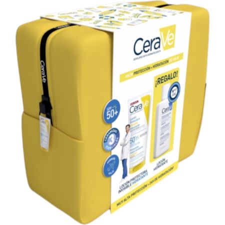 Cerave Invisible Hydrating Sunscreen Spf50+Loción Hidratante Gratis Pack regalo protección solar facial y corporal restaura y fortalece la barrera cutánea