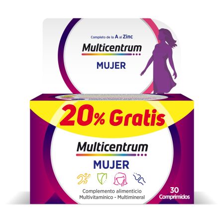 Multicentrum Mujer Complemento Alimenticio Formato Especial Multivitamínico multimineral refuerza el sistema inmunológico 30 uds