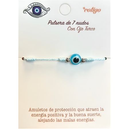 Marvimundo Pulsera Azul De 7 Nudos Con Ojo Turco Pulsera protectora de hilo rojo atrae energías positivas y buena suerte alejando malas energías