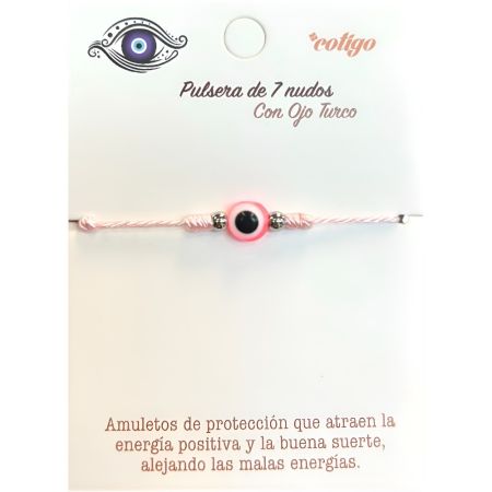 Marvimundo Pulsera Rosa De 7 Nudos Con Ojo Turco Pulsera protectora de hilo rojo atrae energías positivas y buena suerte alejando malas energías