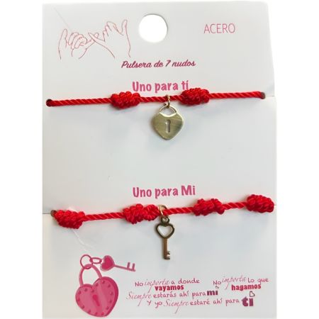 Marvimundo Pulsera De 7 Nudos Llave Y Candado Uno Para Tí Y Uno Para Mi Pulsera protectora de hilo rojo y acero inoxidable ideal para regalar a alguien especial simboliza protección y buena suerte