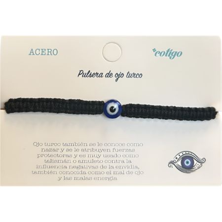 Marvimundo Pulsera De Ojo Turco Pulsera de hilo trenzado y acero inoxidable simboliza protección contra la envidia el contra mal de ojo y las malas energías