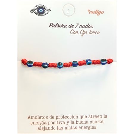 Marvimundo Pulsera De 7 Nudos Con Ojo Turco Pulsera de hilo rojo protectora atrae energías positivas y buena suerte alejando malas energías