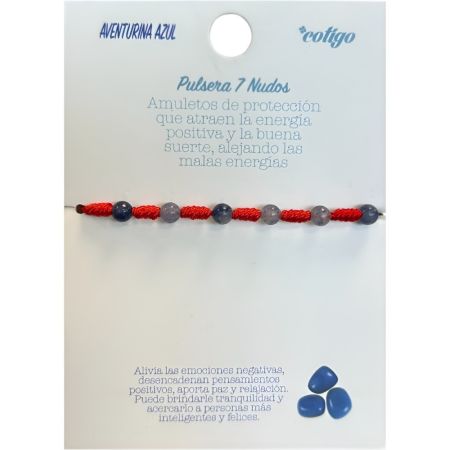 Marvimundo Pulsera De 7 Nudos Con Jaspe De Punto Azul Pulsera protectora de hilo rojo y acero inoxiable atrae energías positivas y buena suerte alejando malas energías