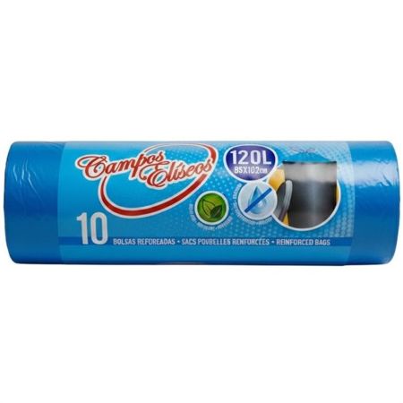 Campos Eliseos Bolsas De Basura Cubos De Jardinería Autocierre 120 Litros Bolsas de basura de 3 capas con autocierre y sistema antigoteo 85x102 cm 10 uds