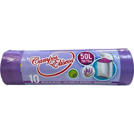 Campos Eliseos Bolsas De Basura Cubos De Cocina Grandes 50 Litros Bolsas de basura de 3 capas con autocierre y sistema antigoteo 70x75 cm 10 uds