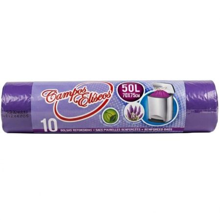 Campos Eliseos Bolsas De Basura Cubos De Cocina Grandes 50 Litros Bolsas de basura de 3 capas con autocierre sistema antigoteo y aroma a lavanda 70x75 cm 10 uds