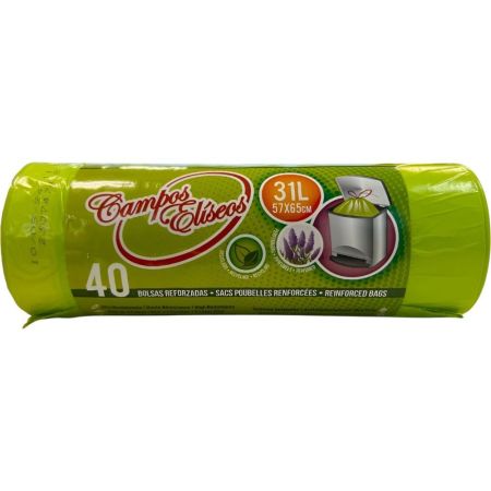 Campos Eliseos Bolsas De Basura Cubos De Cocina 31 Litros Bolsas de basura de 3 capas con autocierre y sistema antigoteo 57x65 cm 40 uds