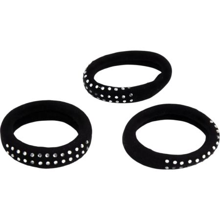 Inca Goma Negra Con Brillantes Pack Goma para el cabello gran sujeción y diseño 3 uds