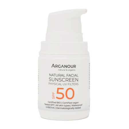 Arganour Natural Facial Sunscreen Physical Uv Filters Spf 50 Protector solar 100% natural 50 ml