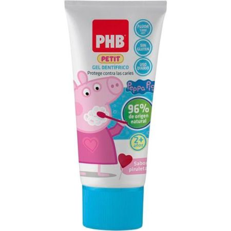 Phb Peppa Pig Petit Gel Dentífrico Pasta de dientes infantil protege contra las caries con sabor a piruleta 50 ml