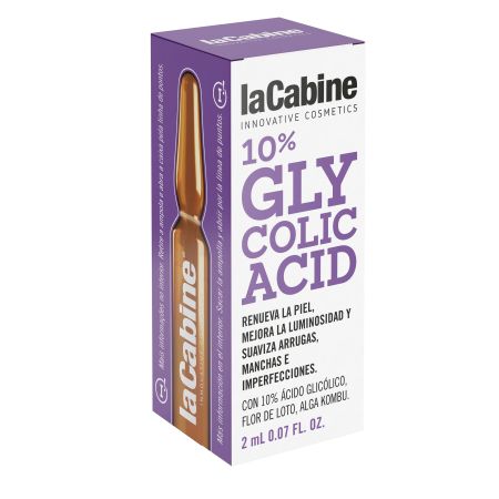 Lacabine Ampolla 10% Glycolic Acid Ampolla concentrada mejora la luminosidad suaviza arrugas manchas e imperfecciones 2 ml
