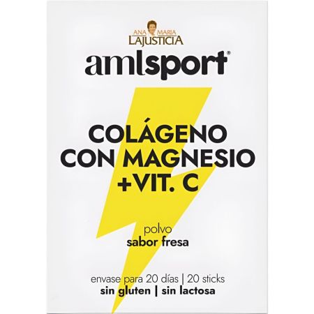 Ana Maria La Justicia Colágeno Con Magnesio Sticks Complemento Alimenticio Complemento alimenticio conserva y aumenta la masa muscular con sabor a fresa 20 uds