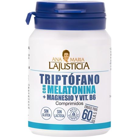 Ana Maria La Justicia Triptófano Con Melatonina+Magnesio Complemento Alimenticio Complemento alimenticio ayuda a mejorar el cansancio nocturno 60 uds