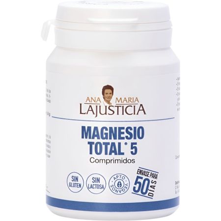 Ana Maria La Justicia Magnesio Total 5 Complemento Alimenticio Complemento alimenticio esencial para el metabolismo energético ácidos grasos téjido óseo y sistema nervioso 100 uds