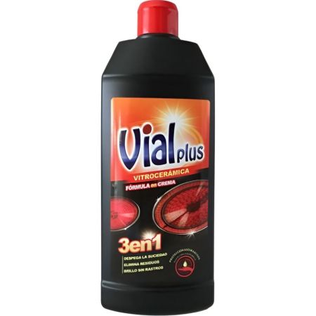 Vialplus Limpiador Vitrocerámina Fórmula En Crema 3 En 1 Limpiador de vitrocerámica cuida protege y abrillanta la placa 500 ml