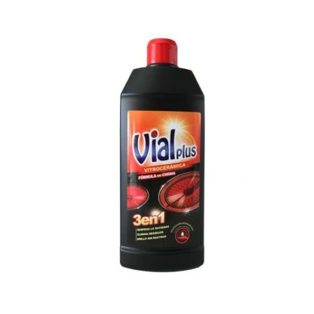 Vialplus Limpiador Vitrocerámina Fórmula En Crema 3 En 1 Limpiador de vitrocerámica cuida protege y abrillanta la placa 500 ml