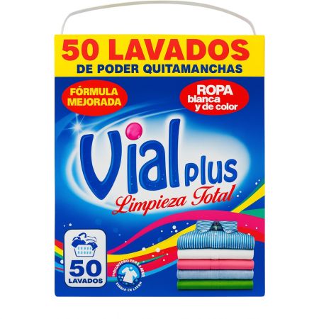 Vialplus Limpieza Total Detergente Detergente en polvo gran poder de limpieza y frescor 50 lavados 2520 gr